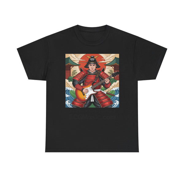 Rockin' Samurai Tee | Unisex Heavy Cotton Shirt, Guitar Lover Gift, Music Enthusiast Apparel, Unique Artwork Tee, Casual Wear
