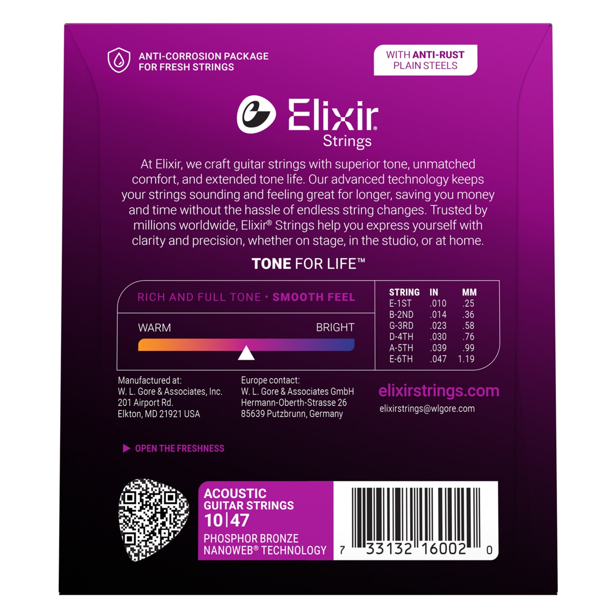 Elixir Phosphor Bronze Acoustic Guitar Strings with NANOWEB Technology