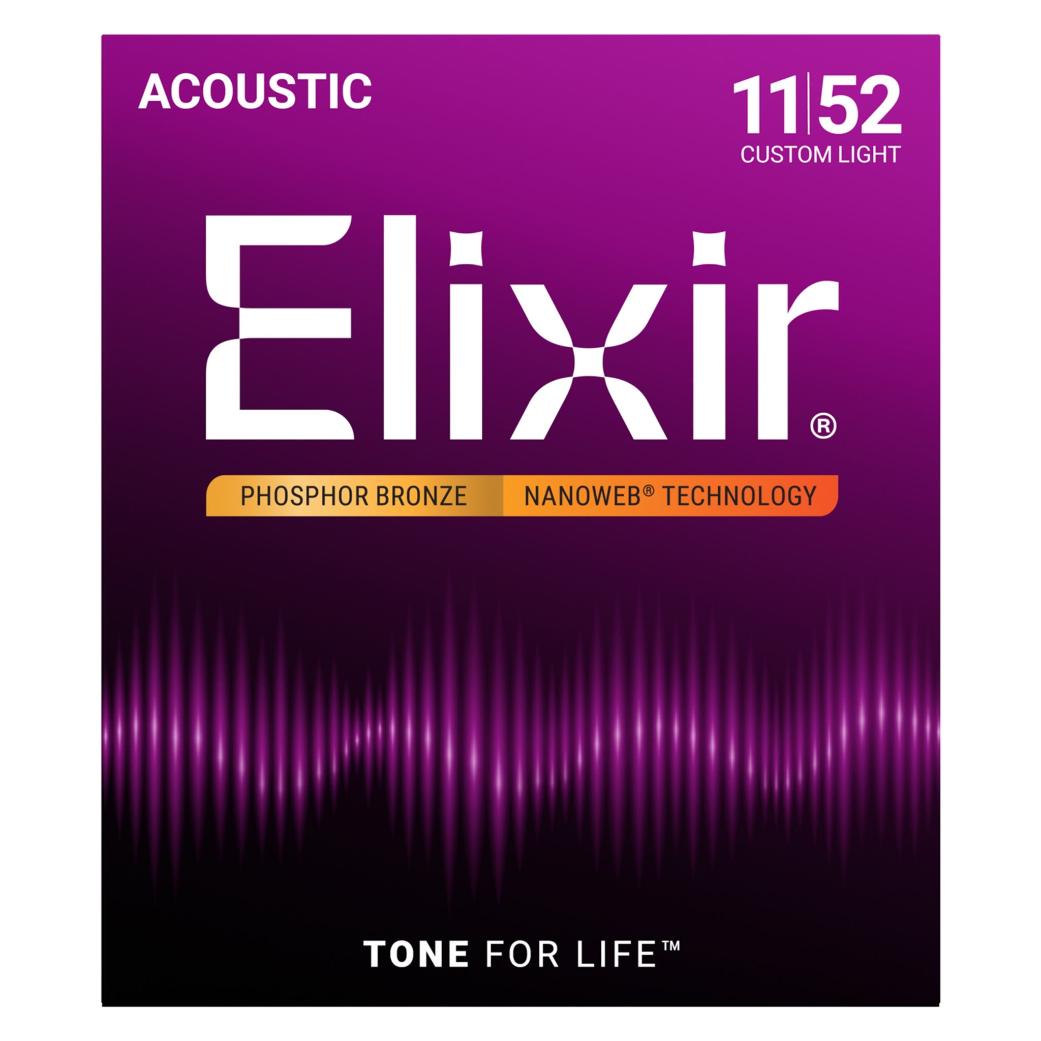 Elixir Phosphor Bronze Acoustic Guitar Strings with NANOWEB Technology