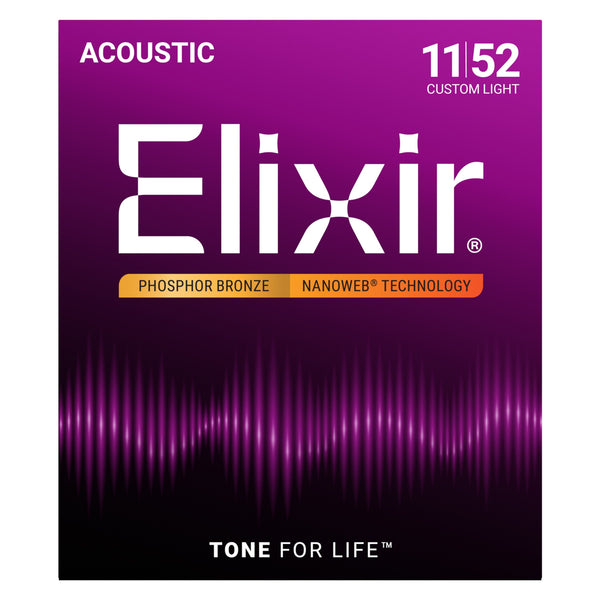 Elixir Phosphor Bronze Acoustic Guitar Strings with NANOWEB Technology