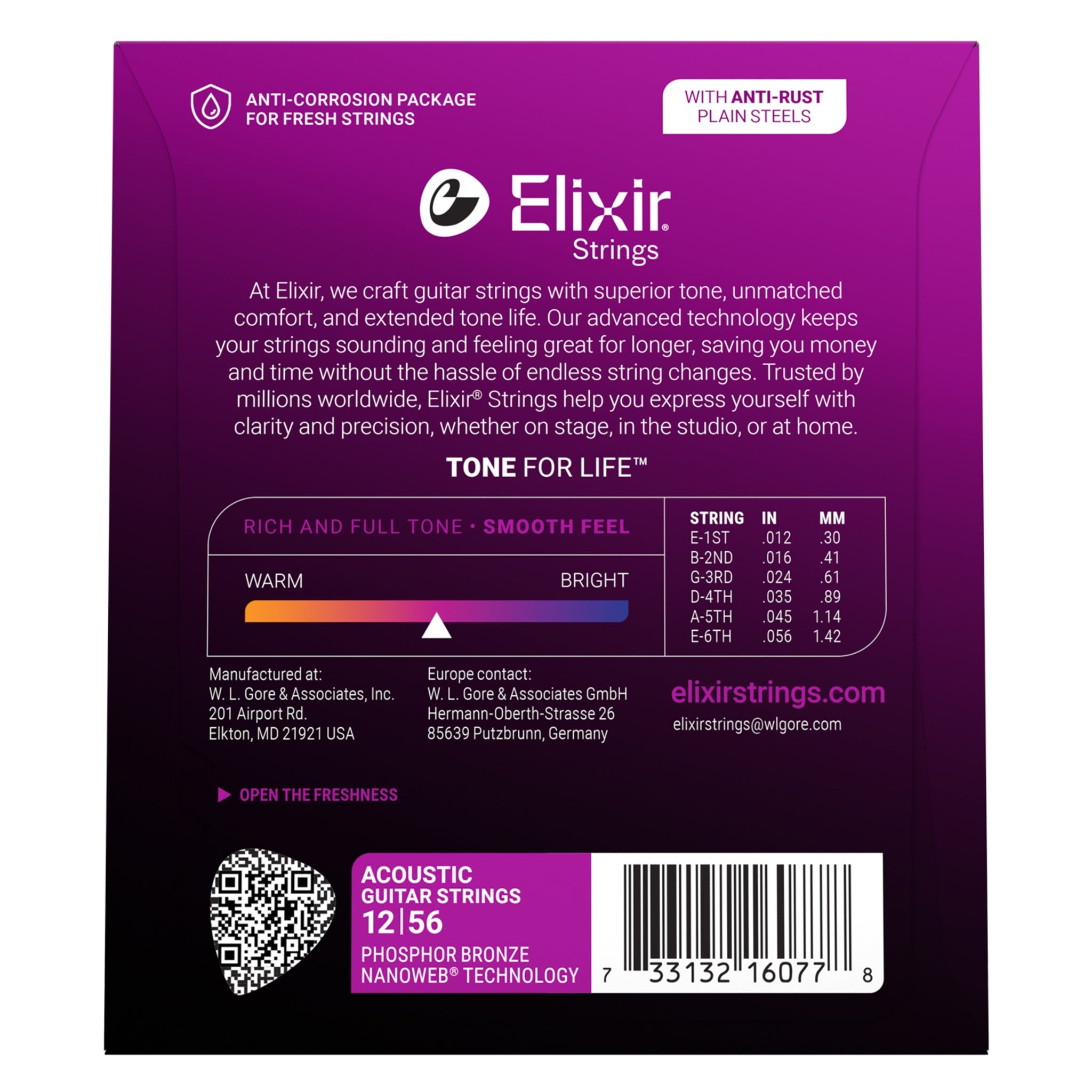 Elixir Phosphor Bronze Acoustic Guitar Strings with NANOWEB Technology
