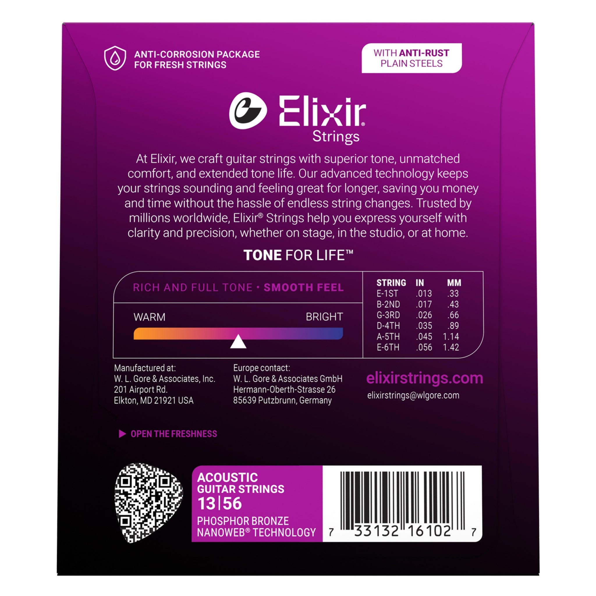 Elixir Phosphor Bronze Acoustic Guitar Strings with NANOWEB Technology