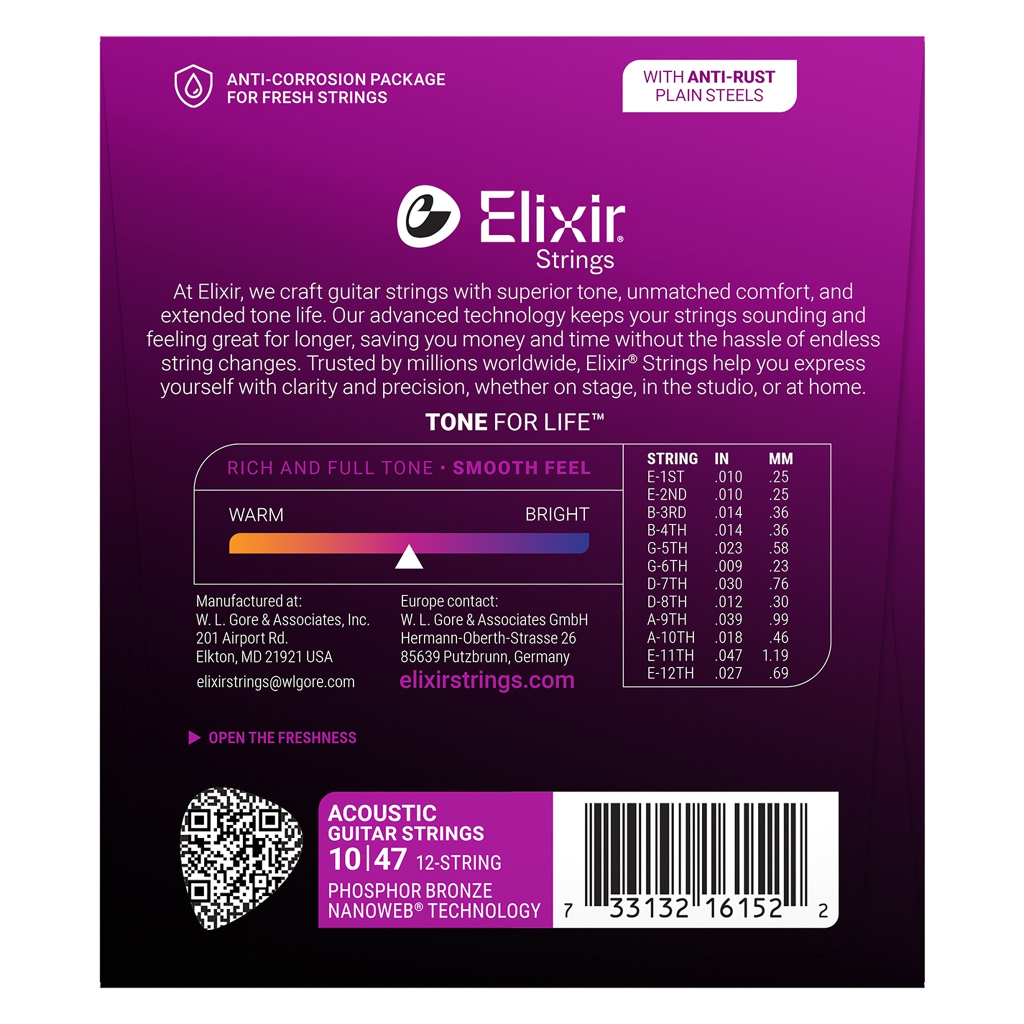 Elixir Phosphor Bronze Acoustic Guitar Strings with NANOWEB Technology