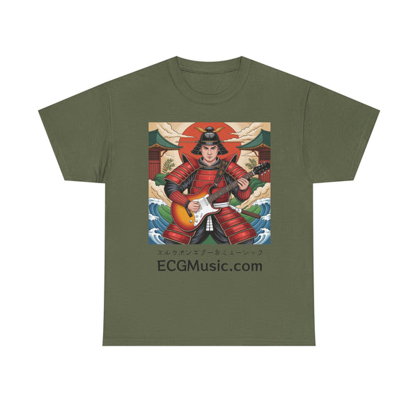 Rockin' Samurai Tee | Unisex Heavy Cotton Shirt, Guitar Lover Gift, Music Enthusiast Apparel, Unique Artwork Tee, Casual Wear