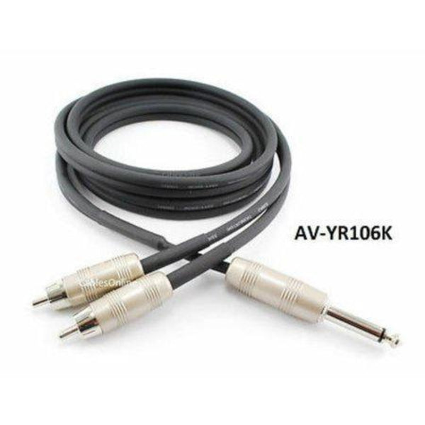 6Ft Kirlin 1/4 Mono Male Plug to Dual RCA Male Noise - Free Audio Y - Cable - El Cajon Guitars and Music