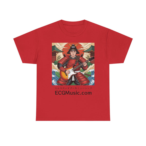 Rockin' Samurai Tee | Unisex Heavy Cotton Shirt, Guitar Lover Gift, Music Enthusiast Apparel, Unique Artwork Tee, Casual Wear