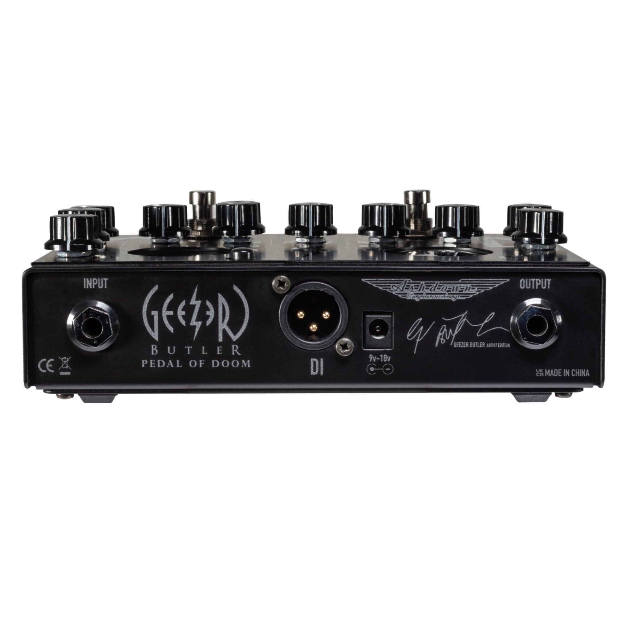 Geezer Butler Pedal of Doom guitar effects pedal on a white background