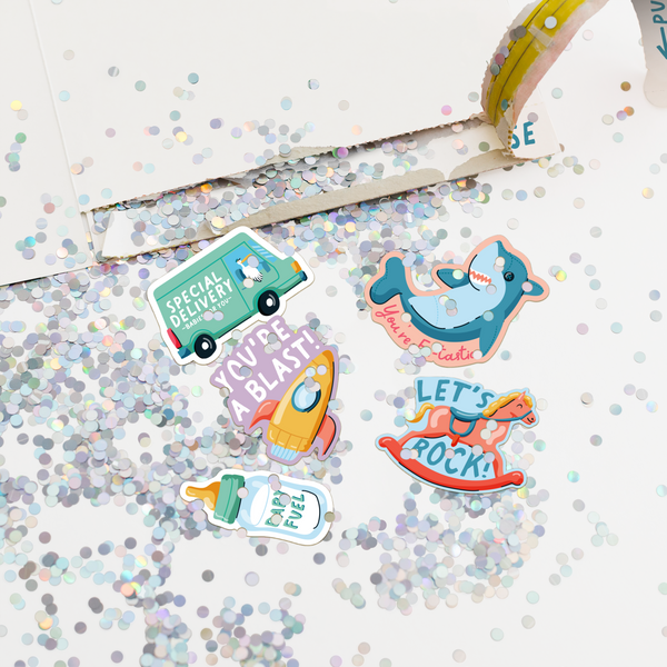 Endless Baby Shower Card Glitter and Sticker Surprise