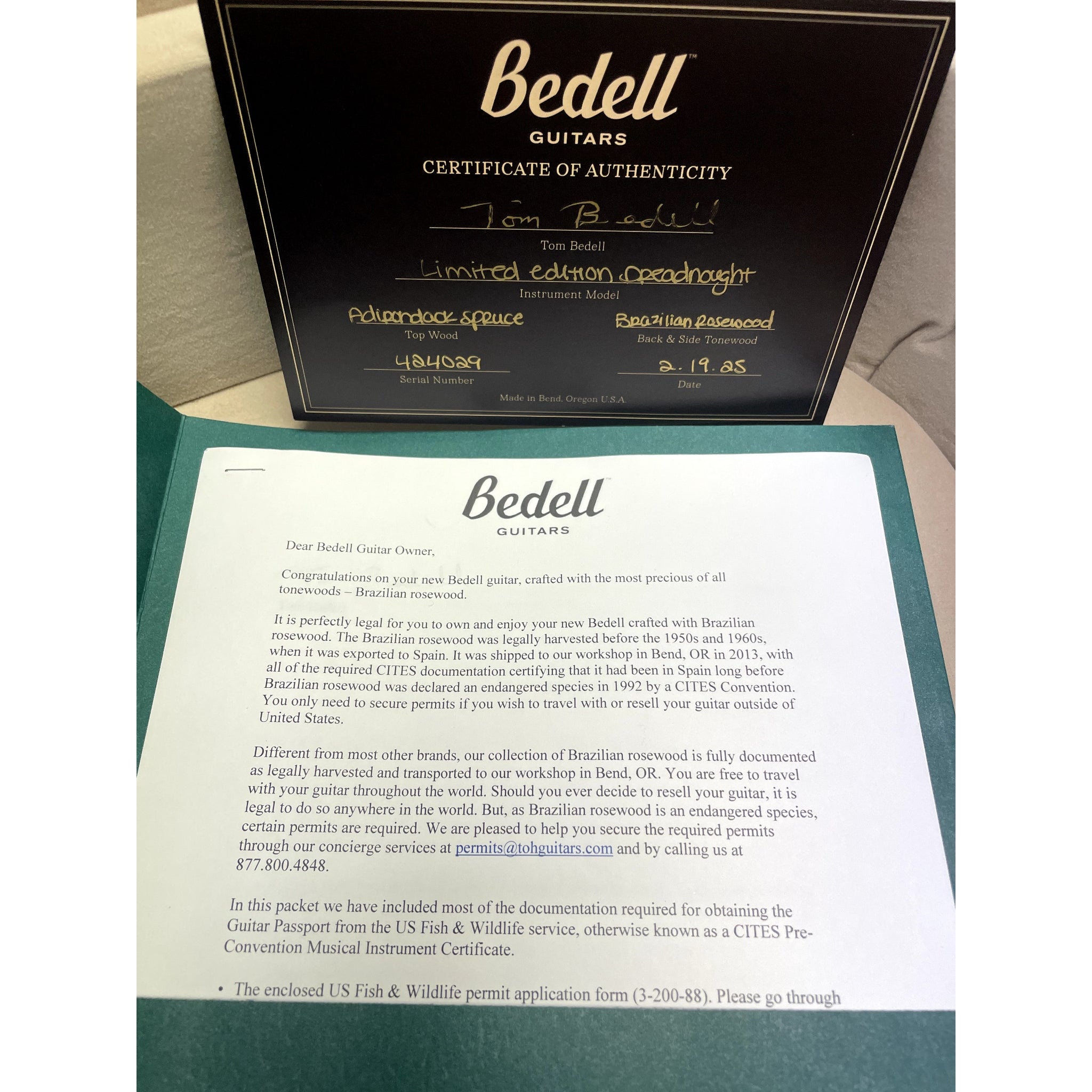 Bedell Limited Edition Dreadnought Cutaway — Adirondack / Brazilian Rosewood — ECGMusic — #424029