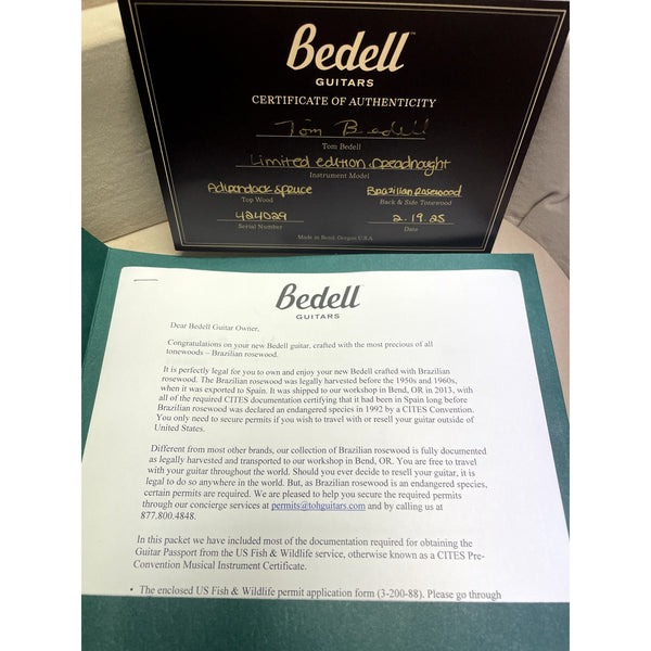 Bedell Limited Edition Dreadnought Cutaway — Adirondack / Brazilian Rosewood — ECGMusic — #424029