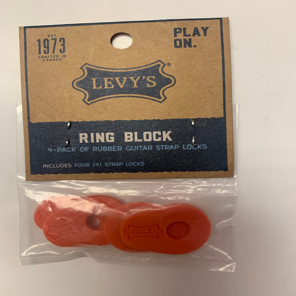 Levy's Leathers Black Stretchy Rubber Guitar Strap Locks 4 Pack (Lvy-Ringblock-OR)