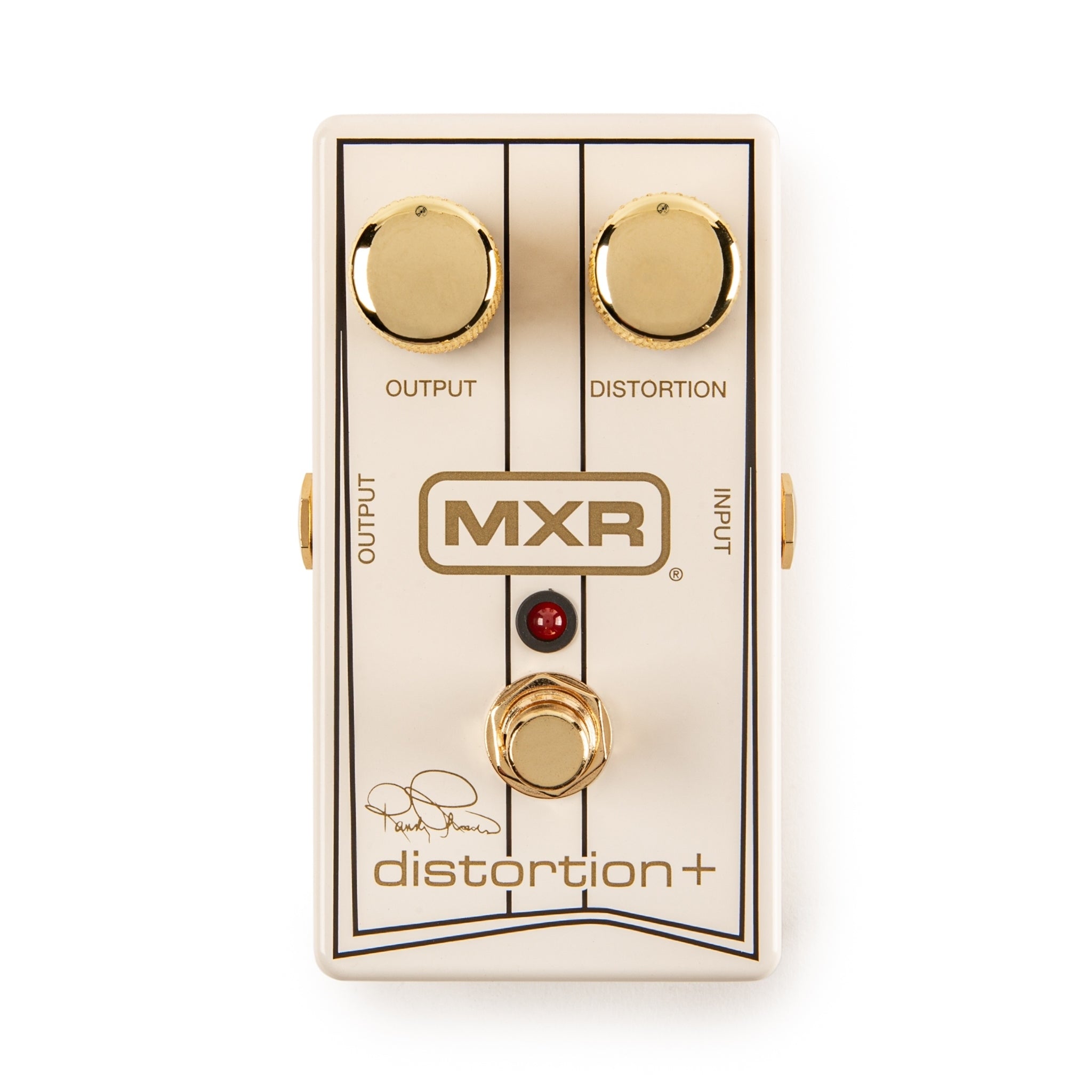 MXR Randy Rhoads Distortion+ Concorde Special Edition guitar pedal in white with gold accents
Limited edition MXR Distortion Plus Concorde pedal with vintage pinstripe design
Close-up of MXR Randy Rhoads Distortion+ Concorde Special Edition knobs and circuit area
Guitarist using MXR Randy Rhoads Distortion+ Concorde Special Edition on a pedalboard
Collector view of MXR Randy Rhoads Concorde pedal with booklet and certificate
MXR Distortion Plus Concorde Special Edition on pedalboard with other effects