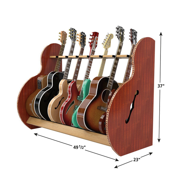 The Session™ Deluxe 7 Guitar Stand in Mahogany and Red Oak