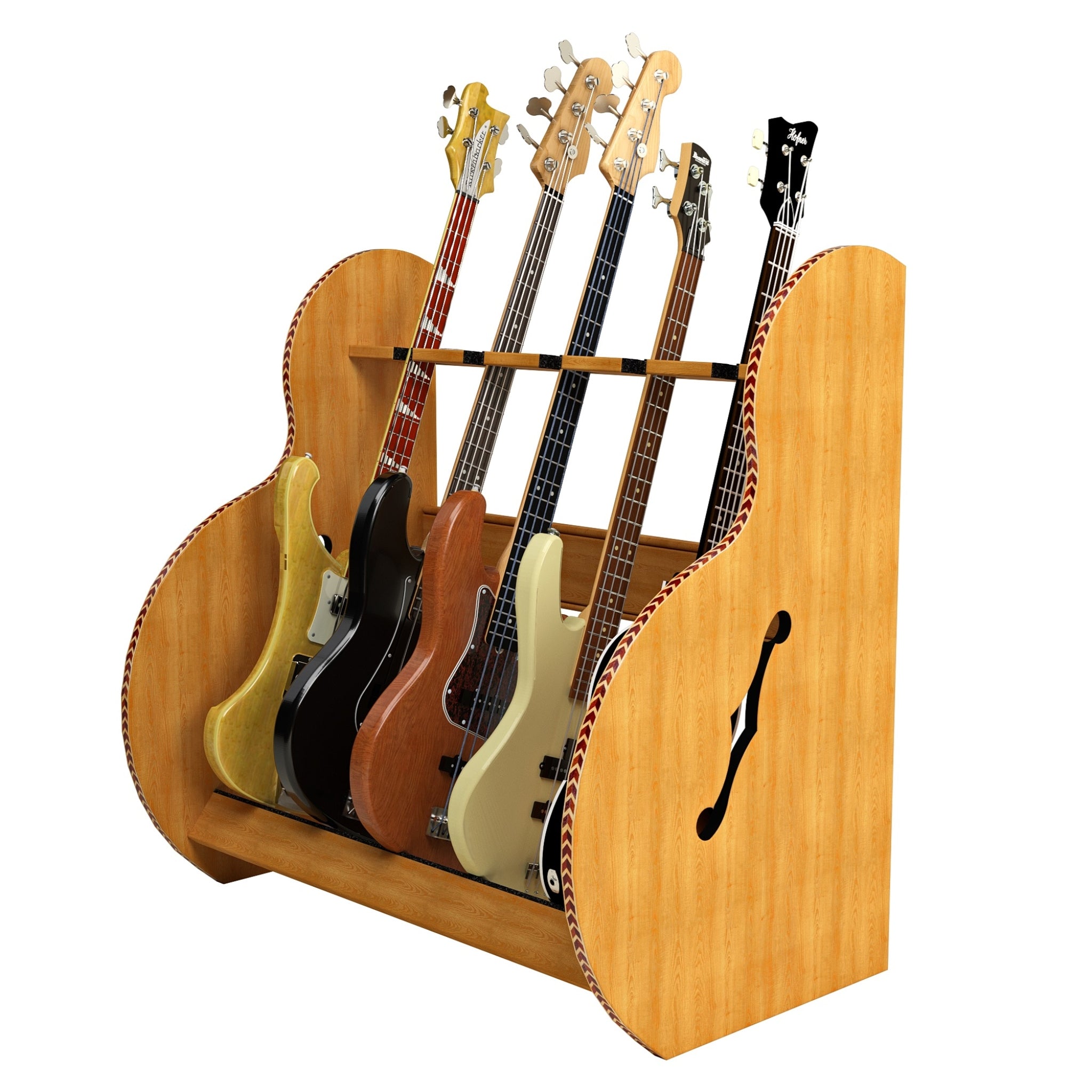 The Session™ Deluxe 5 Guitar Stand in Red Oak