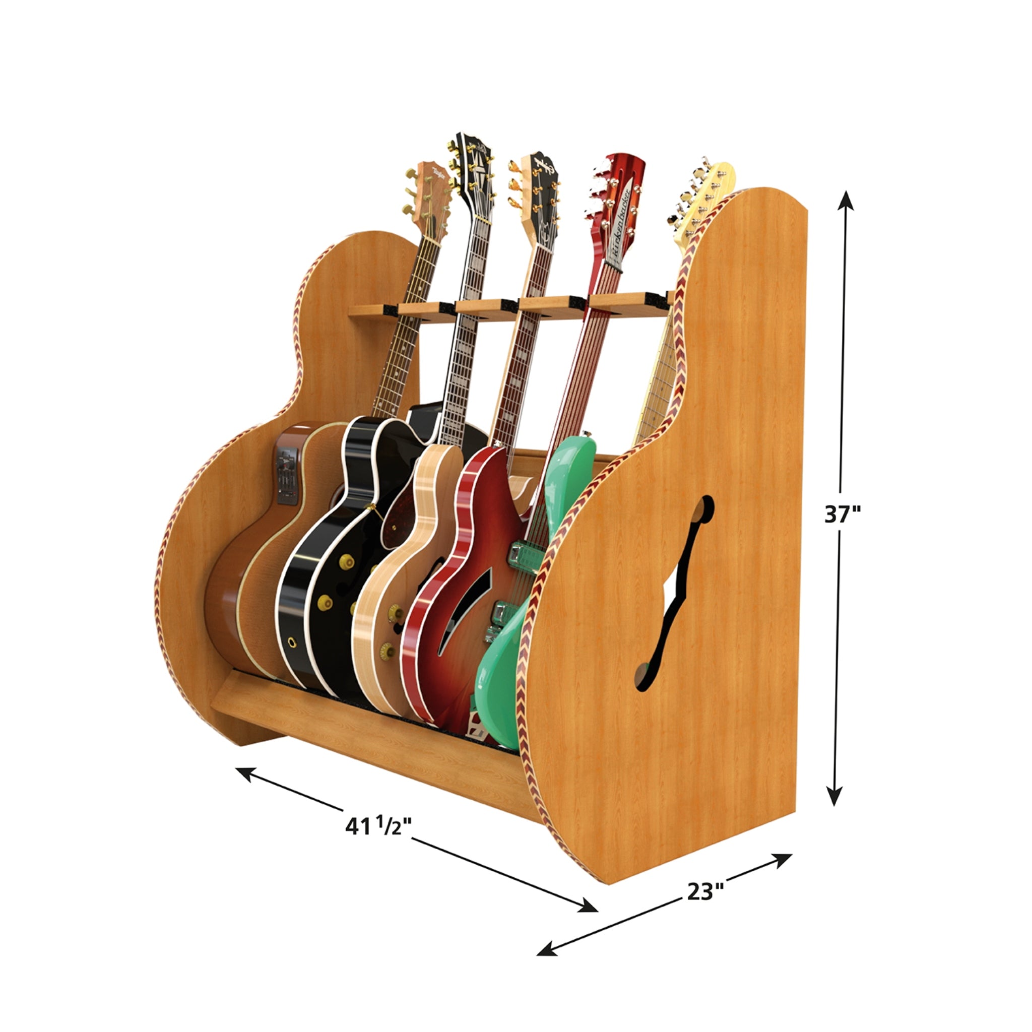 The Session™ Deluxe 5 Guitar Stand in Red Oak