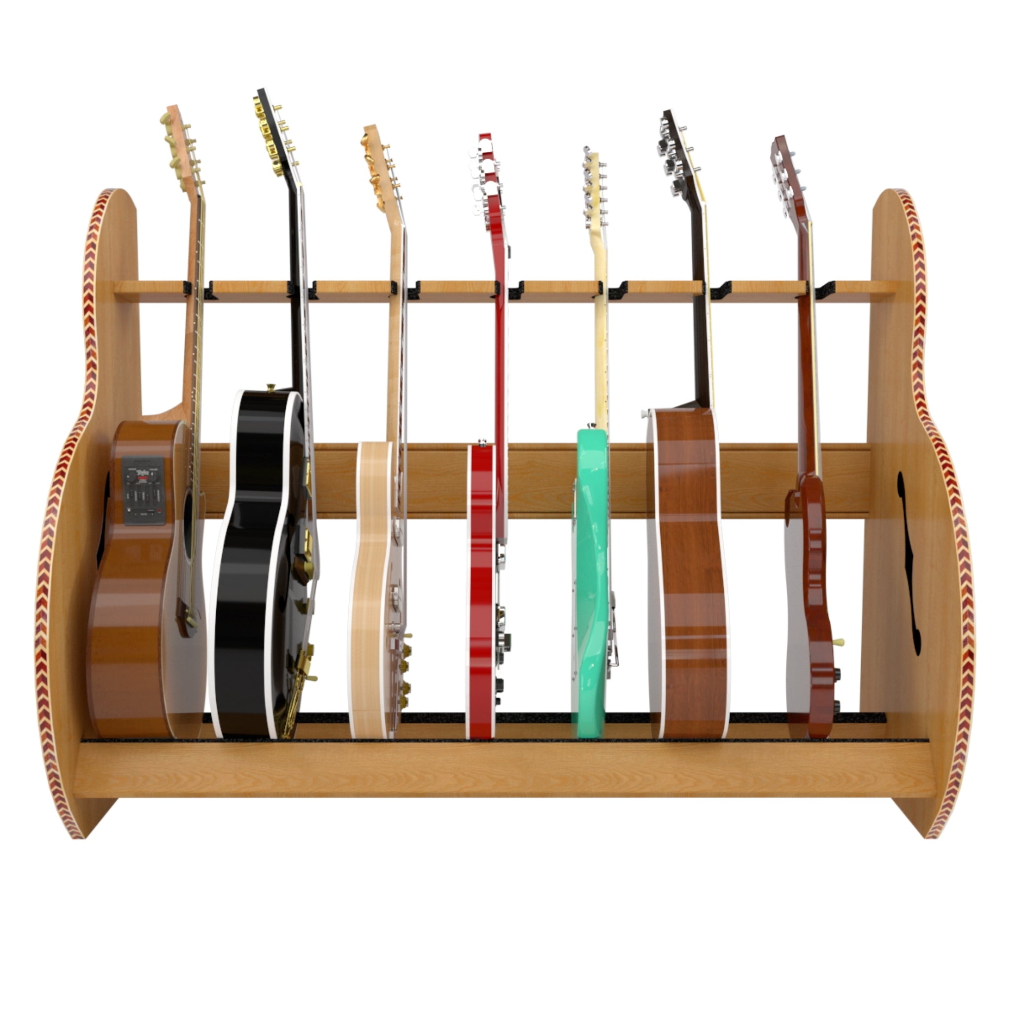 The Session™ Deluxe 7 Guitar Stand in Red Oak