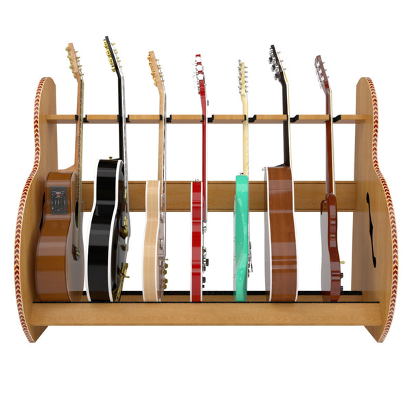 The Session™ Deluxe 7 Guitar Stand in Red Oak