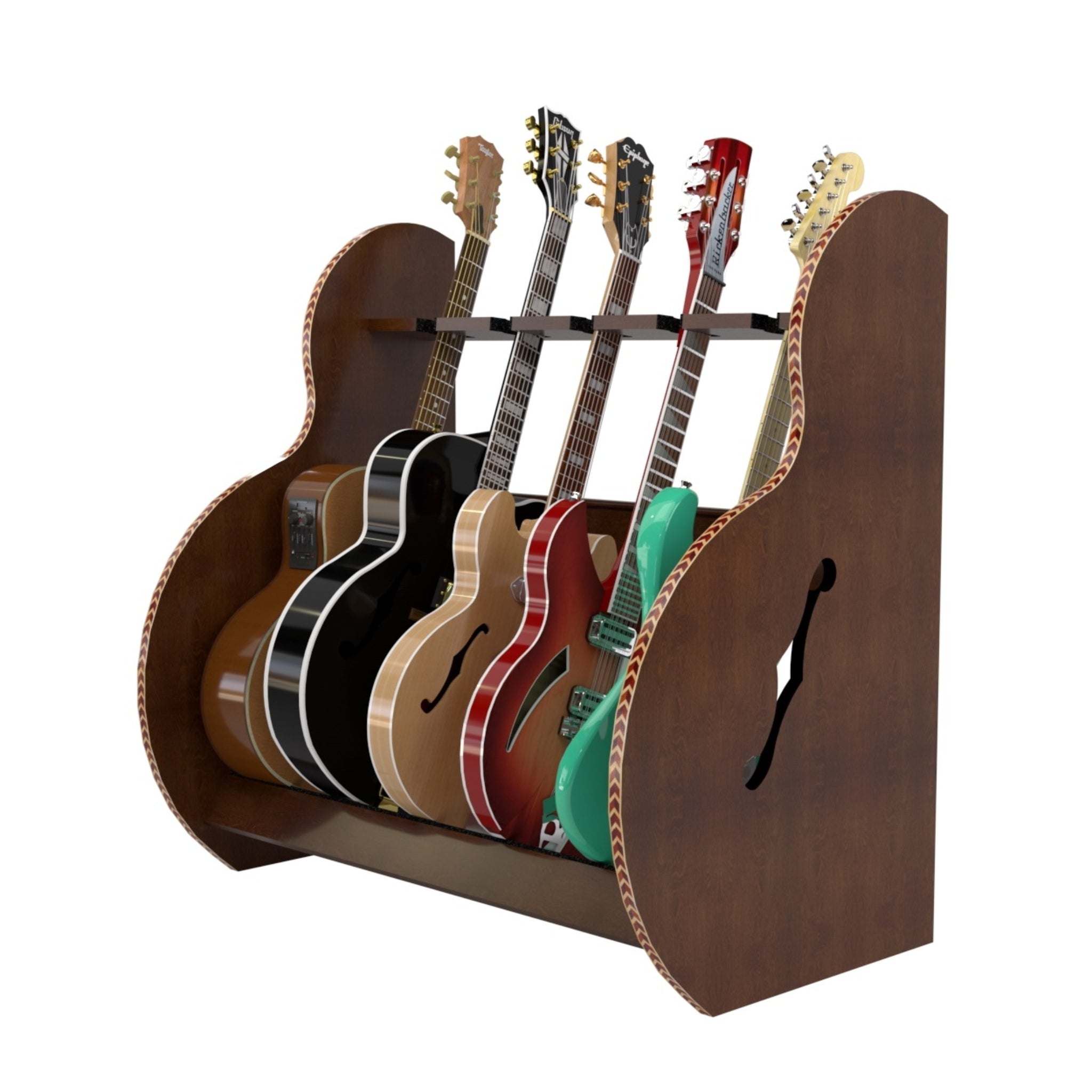 The Session™ Deluxe 5 Guitar Stand in Walnut