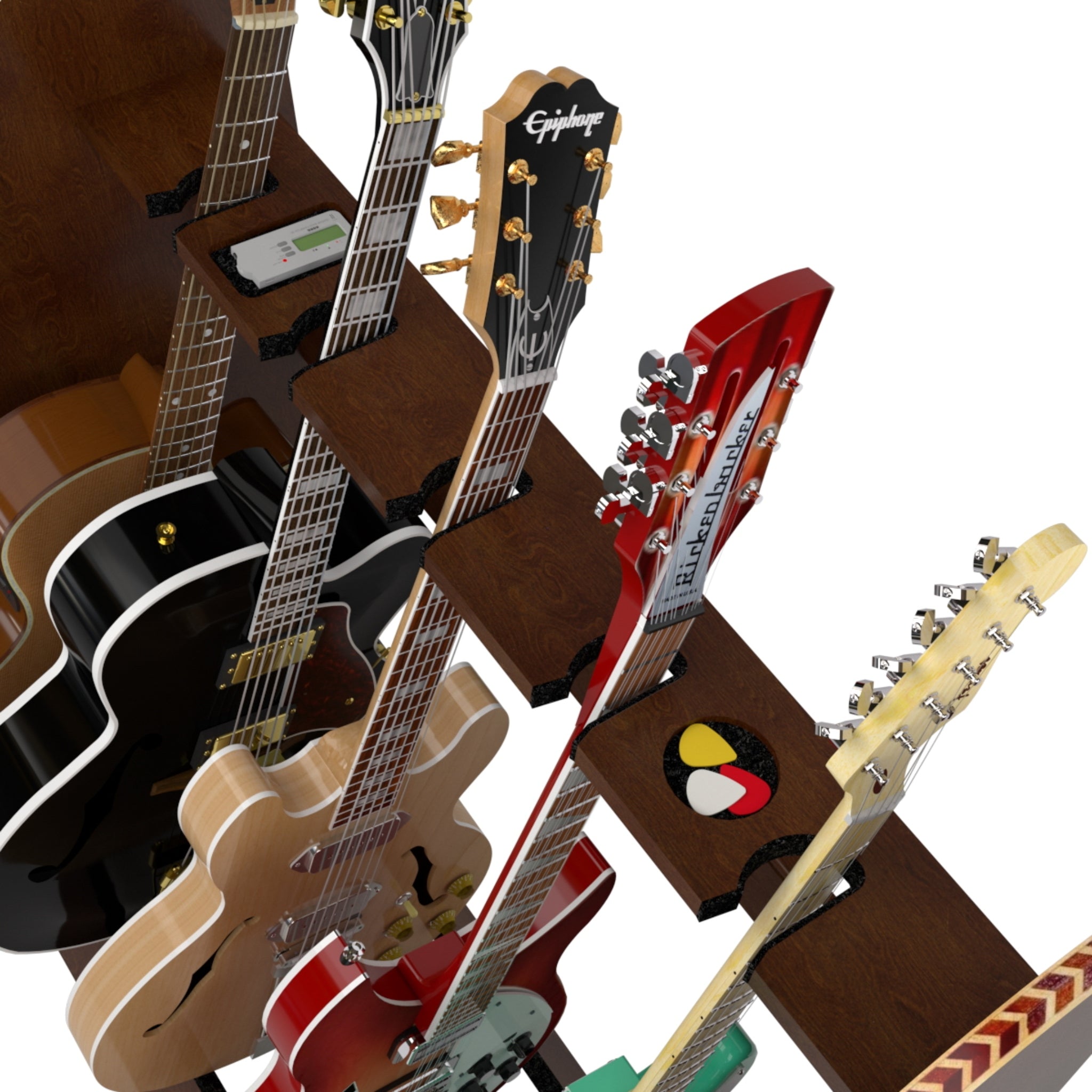 The Session™ Deluxe 5 Guitar Stand in Walnut