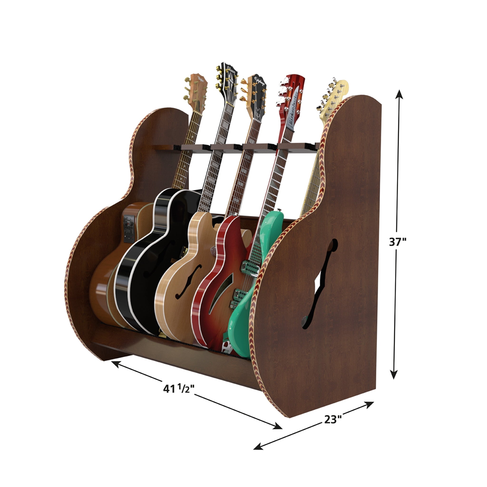 The Session™ Deluxe 5 Guitar Stand in Walnut