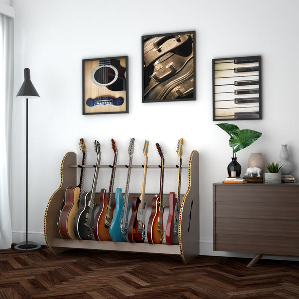The Session™ Deluxe 7 Guitar Stand in Walnut