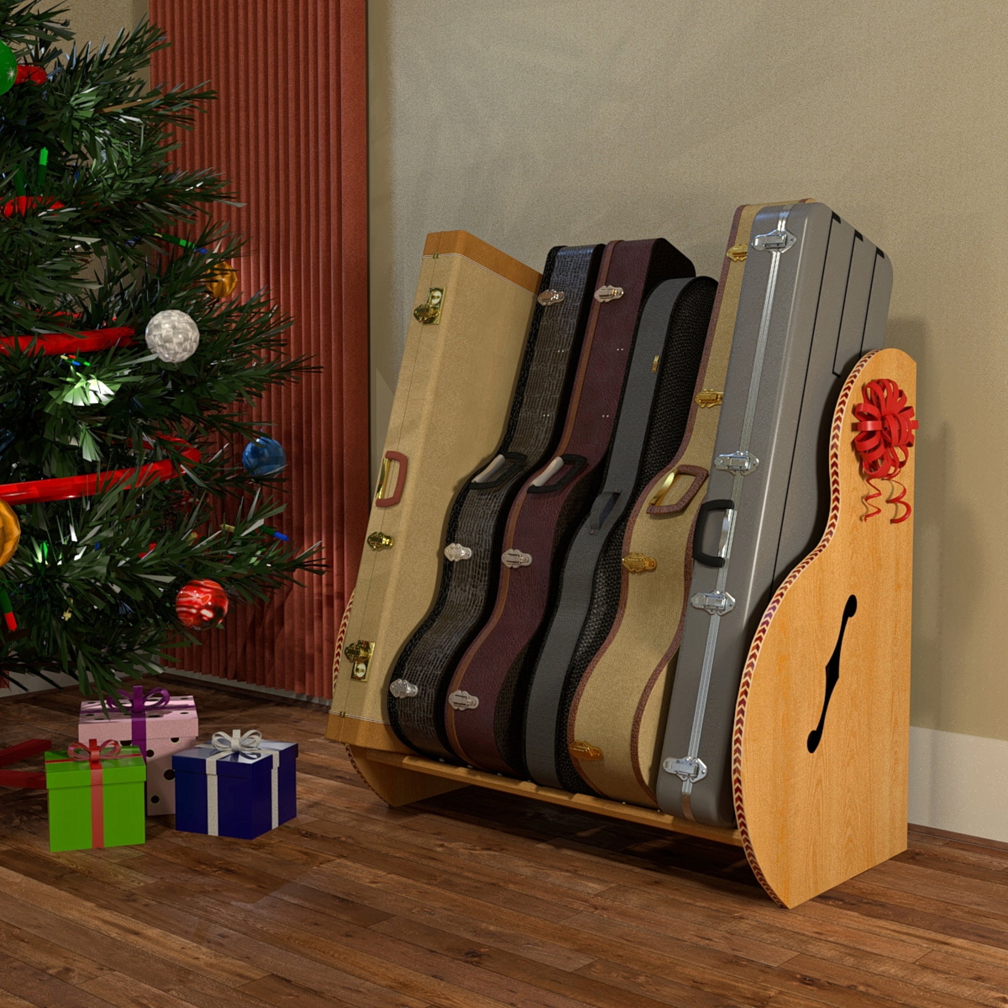 The Studio™ Deluxe Guitar Case Rack | Red Oak, Grande