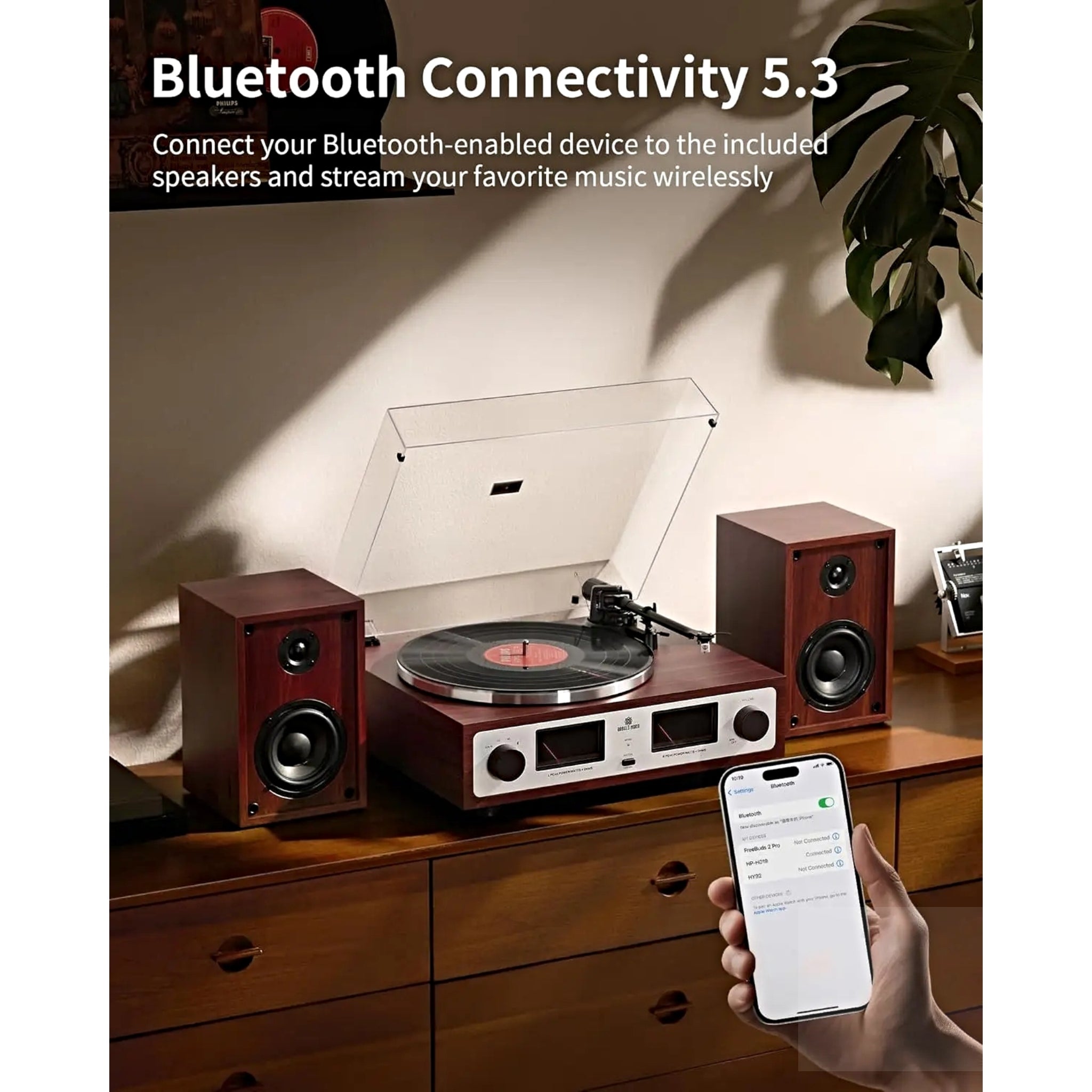 Angels Horn AH6 Turntable HiFi System - Premium Record Player with Speaker - El Cajon Guitars and Music
