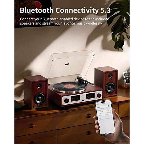 Angels Horn AH6 Turntable HiFi System - Premium Record Player with Speaker - El Cajon Guitars and Music