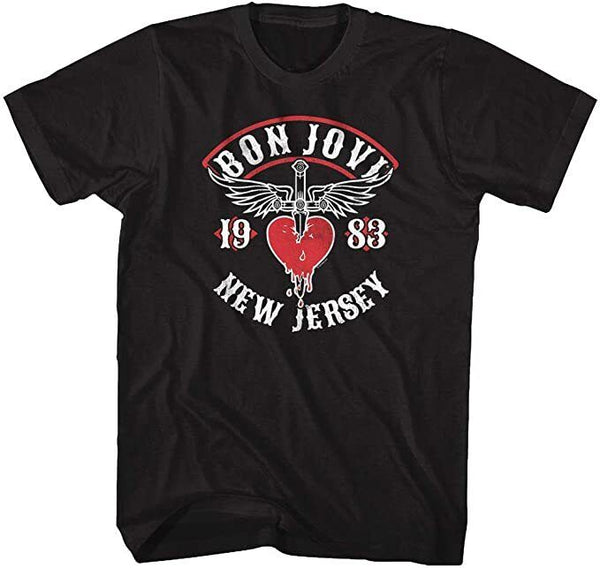 Bon Jovi Mens T-shirt - New Jersey Tour 83- Licensed