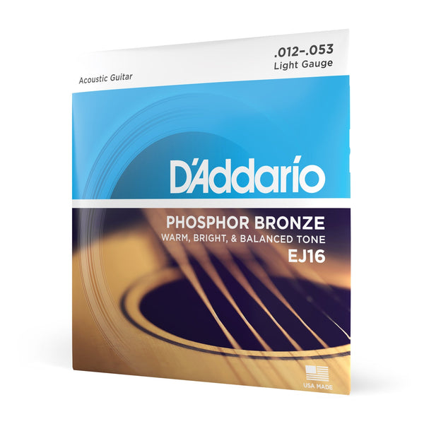 D'Addario Guitar Strings - Phosphor Bronze Acoustic Guitar Strings - EJ16 - Rich, Full Tonal Spectrum - for 6 String Guitars - El Cajon Guitars and Music