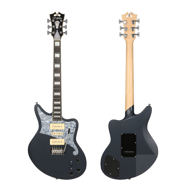 IMAGE ALT TEXT (examples)
D’Angelico Premier Bob Weir Bedford offset electric – stacked P-90s, SC-101 middle, trem – front
Bob Weir Bedford headstock with Grover stairstep tuners
Bob Weir Bedford control layout with 5-way switch and blend knob