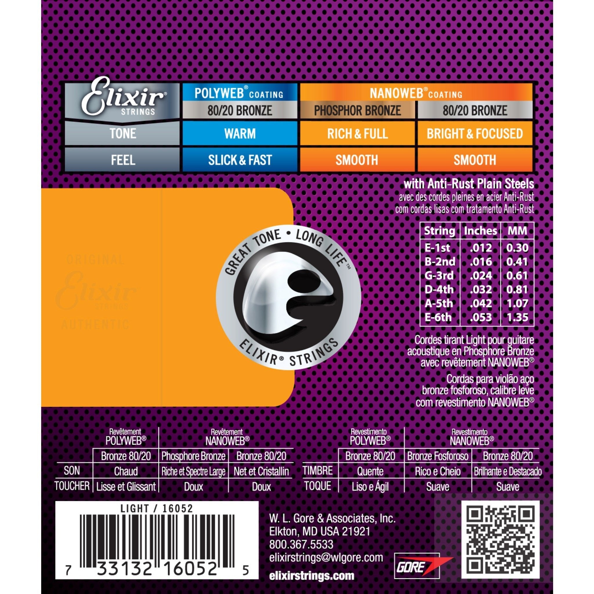 Elixir Strings 12 - 53 Nanoweb Phosphor Bronze Light Gauge Acoustic Strings - El Cajon Guitars and Music