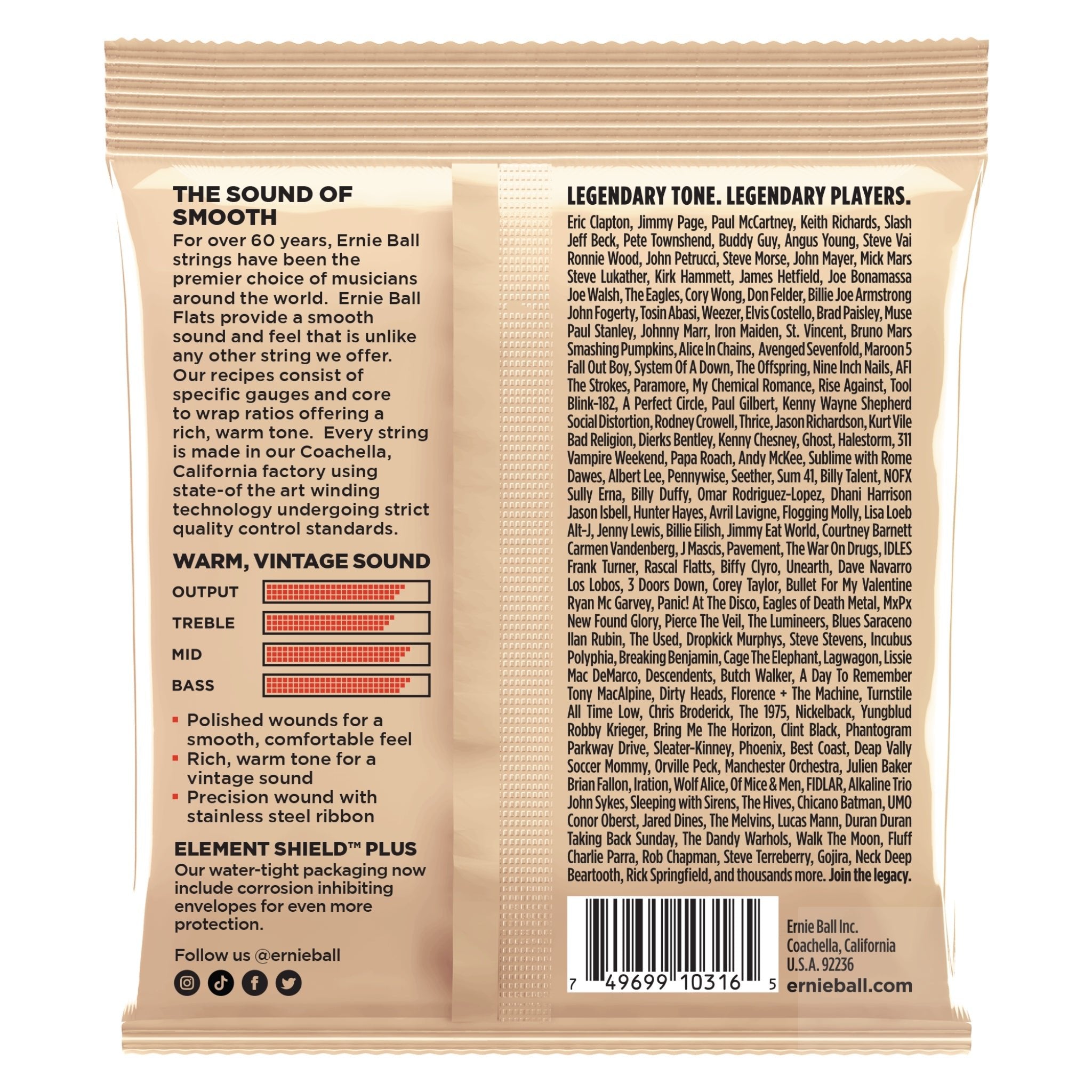 Ernie Ball Flatwound Guitar Strings Light Stainless Steel Flatwound Electric Guitar Strings - 11 - 50 Gauge - El Cajon Guitars and Music