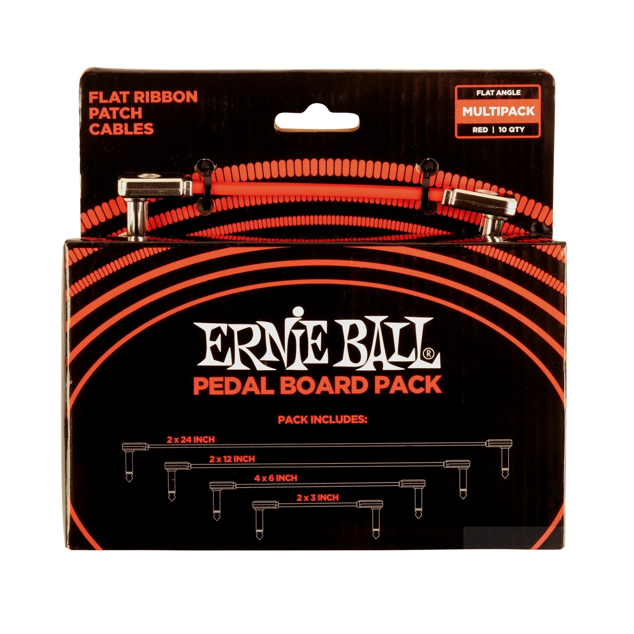 ernie ball pedal Ernie Ball Flat Ribbon Patch Cables Pedalboard Multi-Pack (Red)