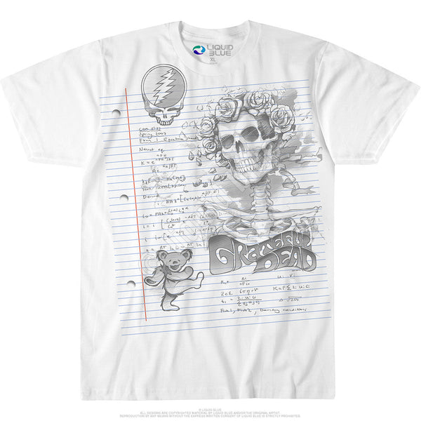 Grateful Dead Sketch Notepad Mens T-shirt- Liquid Blue