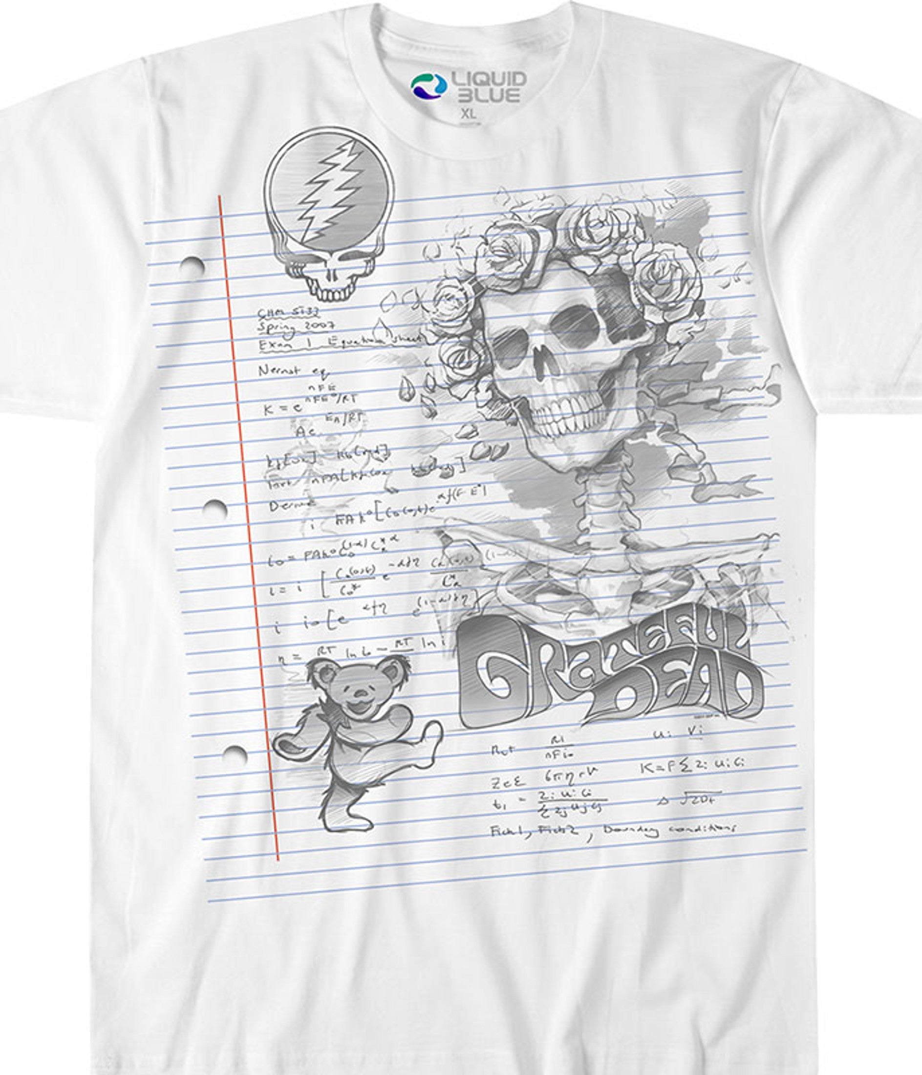 Grateful Dead Sketch Notepad Mens T-shirt- Liquid Blue