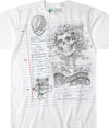 Grateful Dead Sketch Notepad Mens T-shirt- Liquid Blue