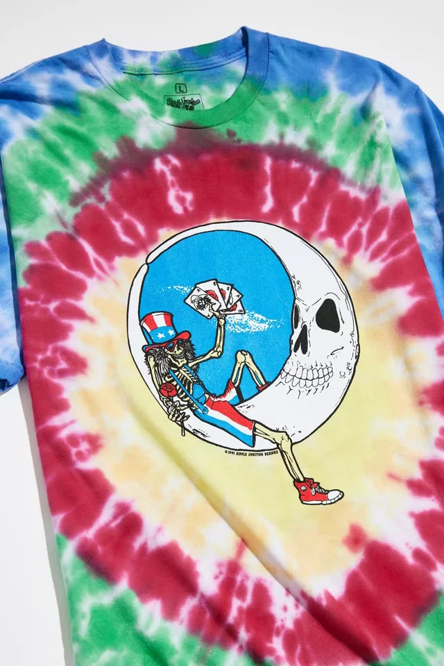 Grateful Dead Save Your Face Earth Crescent Moon Tie Dye Mens T-shirt