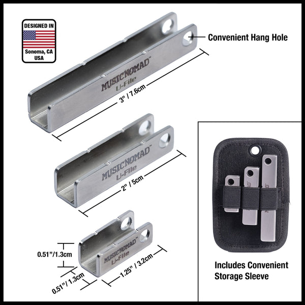 MusicNomad (NEW) Fret Leveler - Diamond U - File for Leveling Single Guitar Frets - 3 Pack (1.25”, 2”, 3”) - El Cajon Guitars and Music