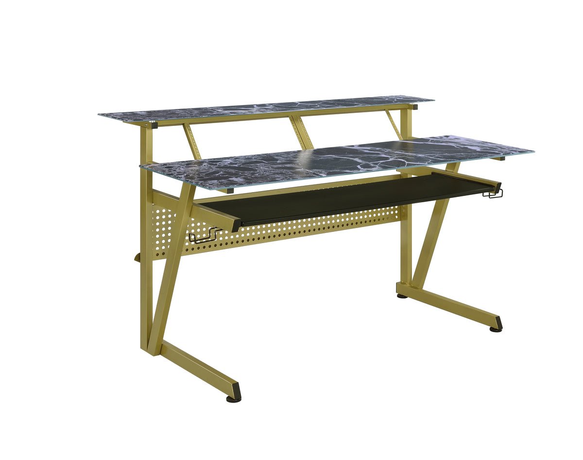 Musiea IM200 Series Tempered Glass Music Recording Studio Desk w/2 x 4U Rack