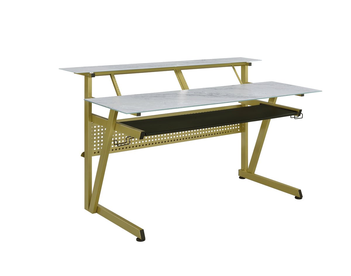 Musiea IM200 Series Tempered Glass Music Recording Studio Desk w/2 x 4U Rack