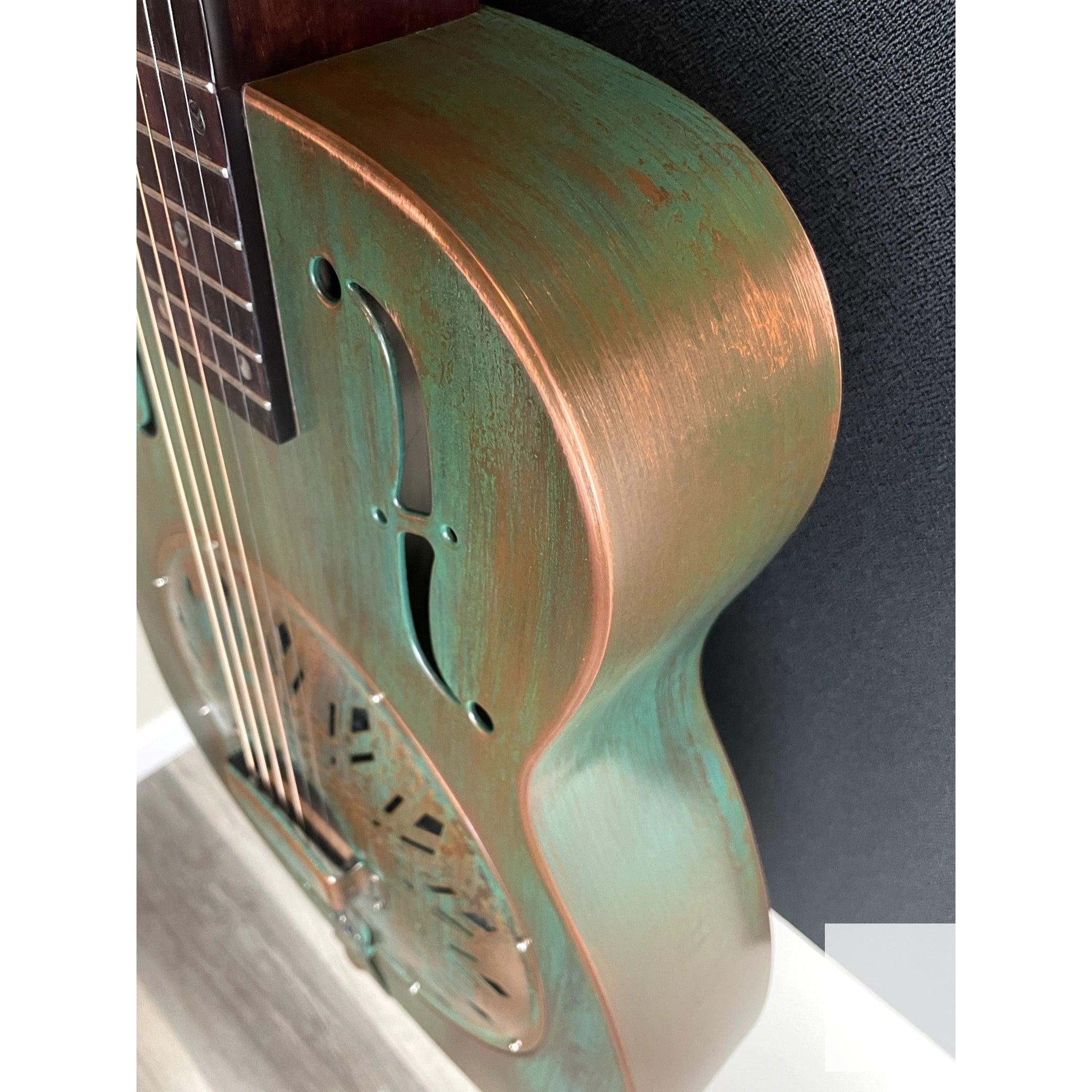 Recording King RM - 997 - VG Swamp Dog Metal Body Resonator Style - 0 Distressed Vintage Green - El Cajon Guitars and Music