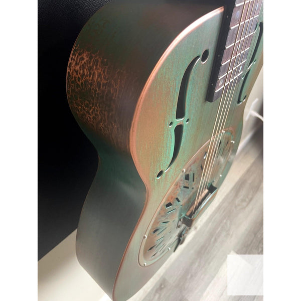 Recording King RM - 997 - VG Swamp Dog Metal Body Resonator Style - 0 Distressed Vintage Green - El Cajon Guitars and Music