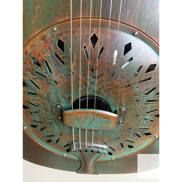 Recording King RM - 997 - VG Swamp Dog Metal Body Resonator Style - 0 Distressed Vintage Green - El Cajon Guitars and Music