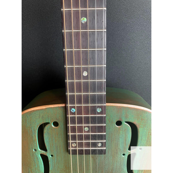 Recording King RM - 997 - VG Swamp Dog Metal Body Resonator Style - 0 Distressed Vintage Green - El Cajon Guitars and Music