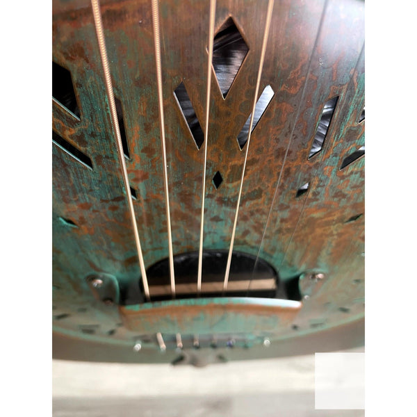 Recording King RM - 997 - VG Swamp Dog Metal Body Resonator Style - 0 Distressed Vintage Green - El Cajon Guitars and Music
