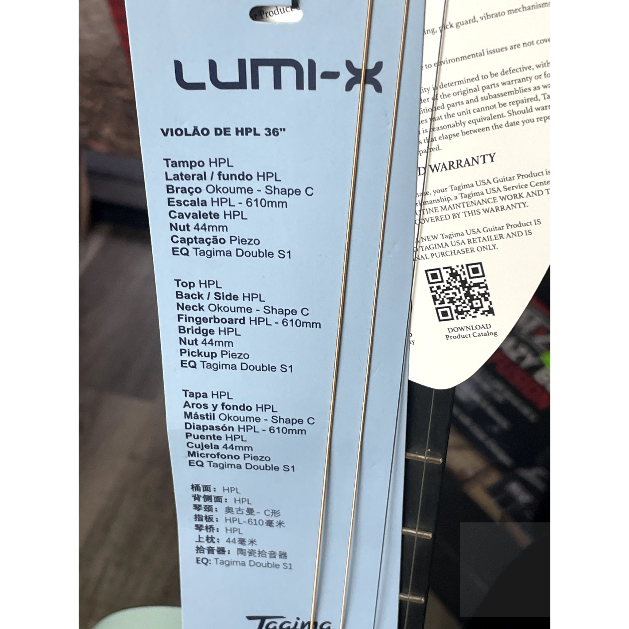 Tagima Lumi - X White Sparkle Smart Guitar - Built In effects, tuner, looper, drum machine, and practice modes - El Cajon Guitars and Music