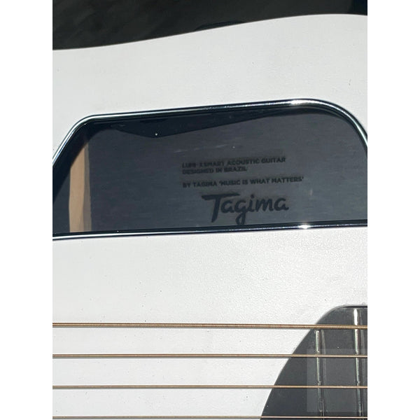 Tagima Lumi - X White Sparkle Smart Guitar - Built In effects, tuner, looper, drum machine, and practice modes - El Cajon Guitars and Music