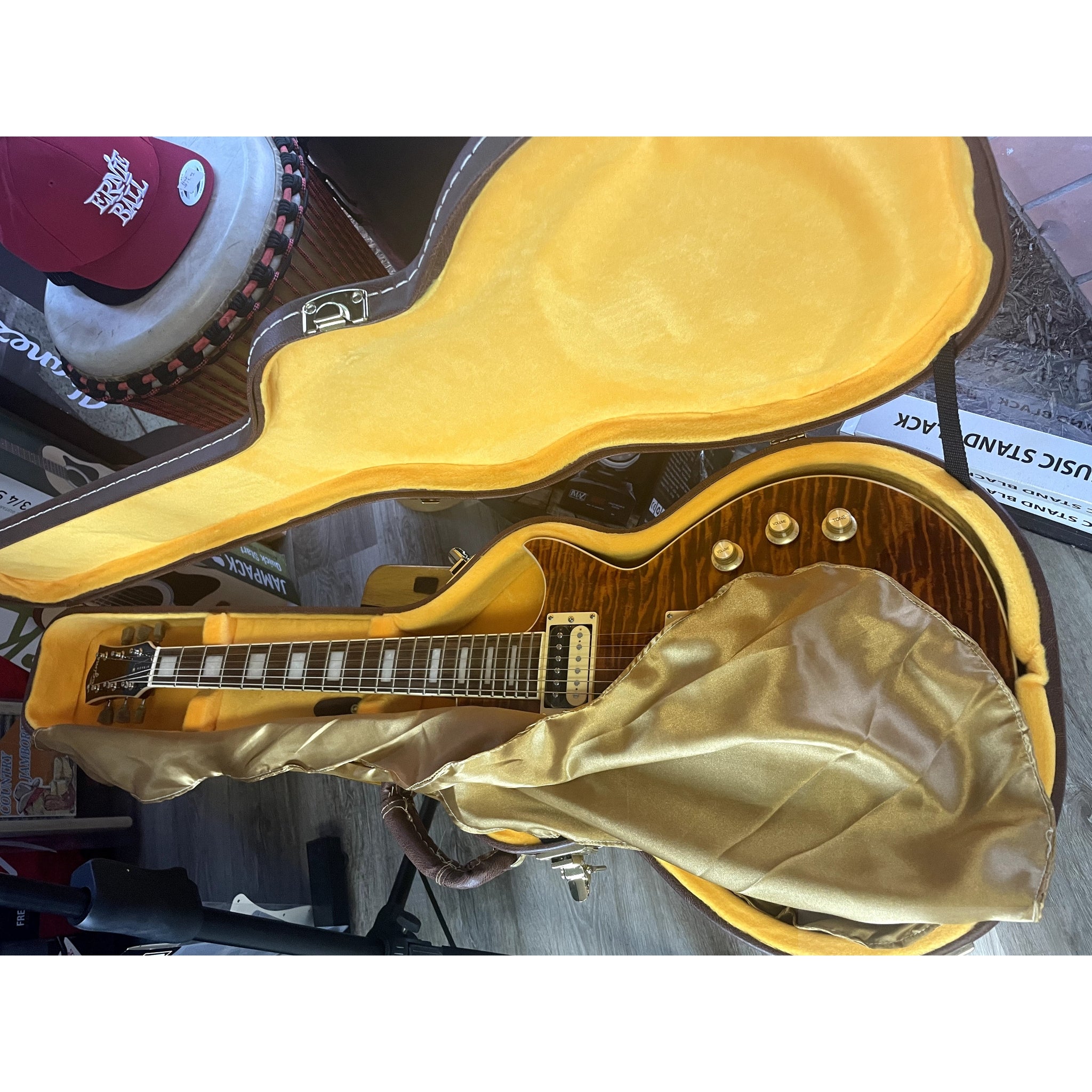 Tagima Mirach Flamed Transparent Amber with Real Rosewood Fretboard Hardshell Case Included - El Cajon Guitars and Music