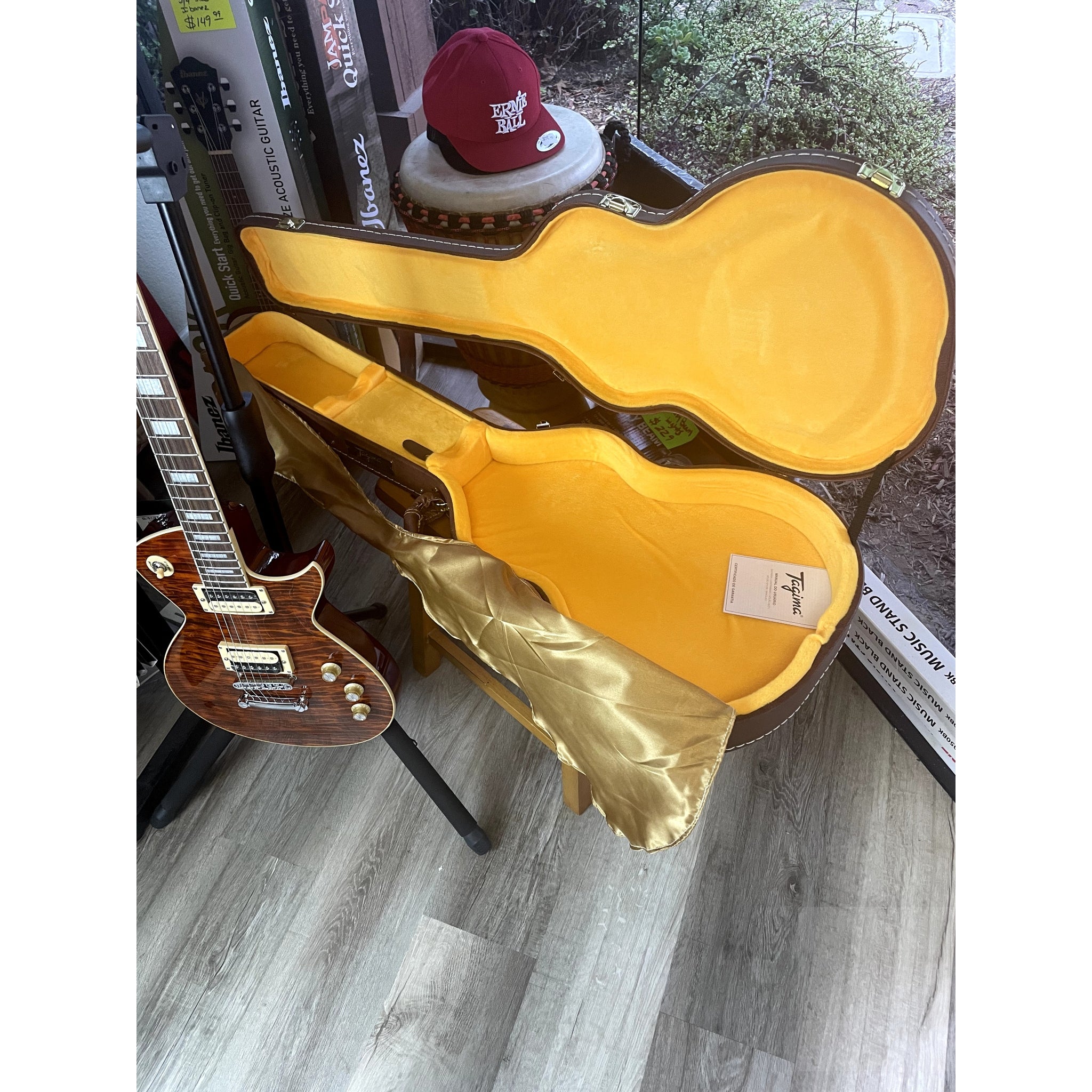 Tagima Mirach Flamed Transparent Amber with Real Rosewood Fretboard Hardshell Case Included - El Cajon Guitars and Music